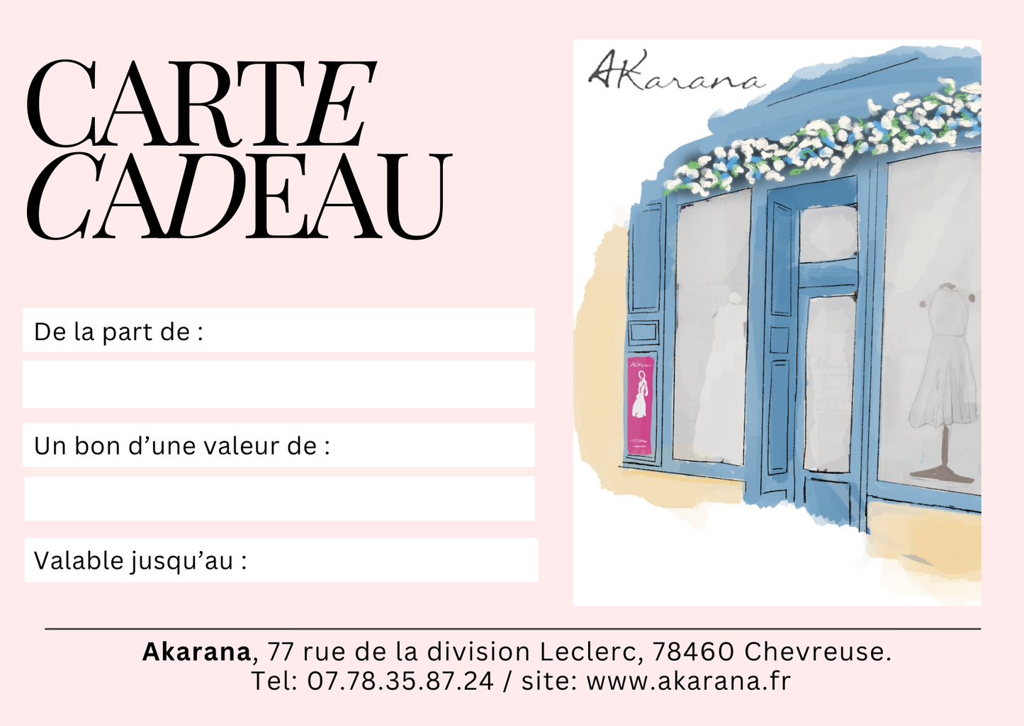 Carte cadeau Akarana