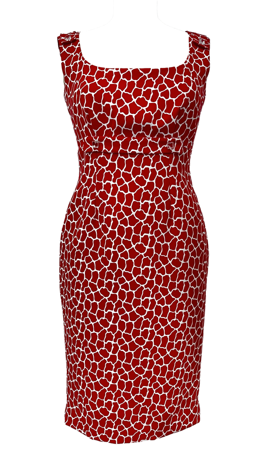 Robe de cocktail Rouge, imprimée Girafe